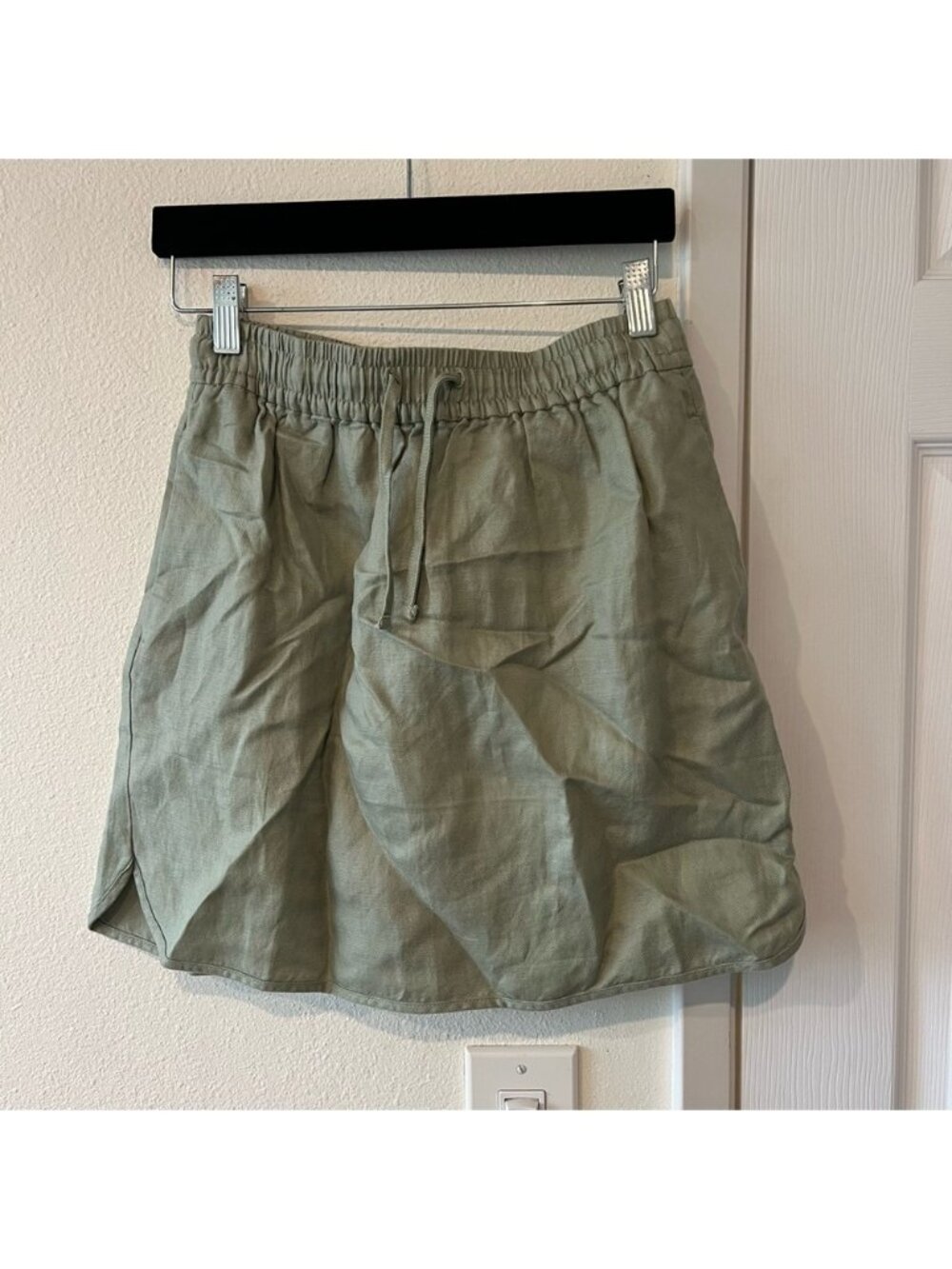 Madewell Linen Sage Green Mini Skirt Size XS NWT